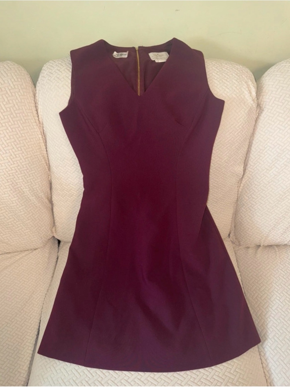 Kate Spade Burgundy Sleeveless Dress with Gold Back Zipper